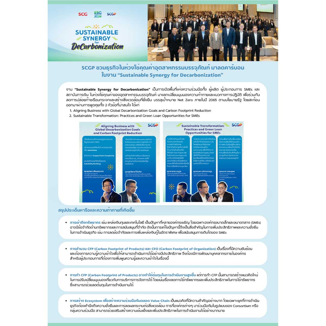 สรุปประเด็นเนื้อหา Sustainable Synergy Decarbonization